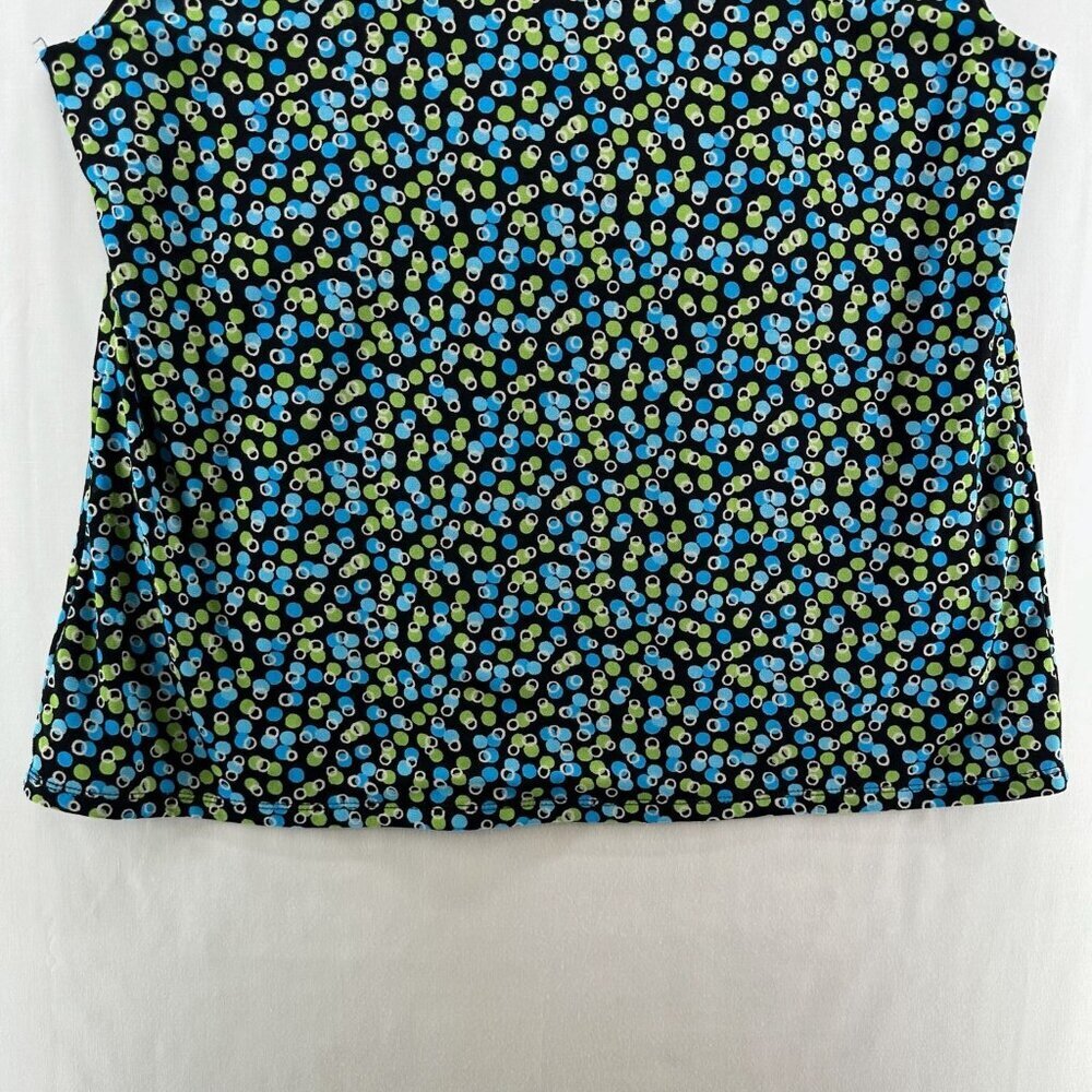 Charter Club Woman Tank Top Sz 2X Polka Dot Surplice Sleeveless Nylon Blue Green - Picture 6 of 10
